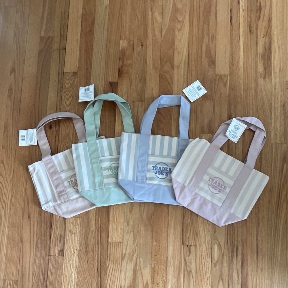 Trader Joe’s mini Striped Multicolor Small Tote Bags Set of 4 New