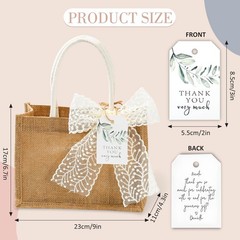 Reusable Burlap Tote Bags 6 PCS Wedding Bridesmaid Gift Thank You Tags