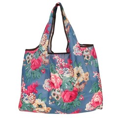 Large Foldable Tote Nylon Reusable Grocery Bags, 5 Pack, Llamas in Springtime