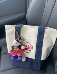 Trader Joes Mini Canvas Cotton Tote Bag Reusable Limited Edition NAVY BLUE