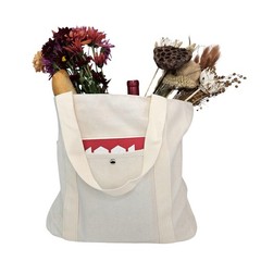 Canvas Grocery Tote Bag – 12oz Heavy Cotton, Zipper Top, Front & Side Pockets…