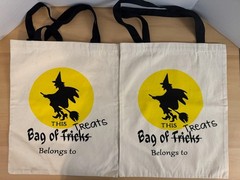 Lot Of 5 Halloween Canves Tote Bags Graphic Print Large