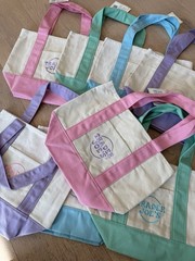 8x Trader Joe’s Mini Pastel Canvas Tote Bag Set Of 8 NWT Blue Green Pink Purple