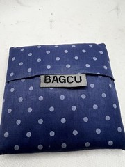 Bagcu Reusable Shopping Bag Pocket Purse Foldable Nylon navy polka dot blue