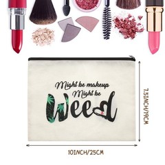 Weewooday 2 Pcs Leaf Makeup Bags Funny Might Be Weed Black