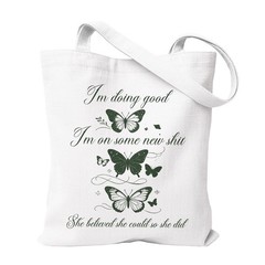 Butterfly Tote Bag, Funny Sassy Quote Canvas Shoulder Bags, Reusable Shoulder…