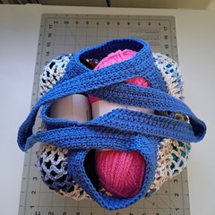 100% Cotton Market Bag Multicolor Blue Handmade Crochet