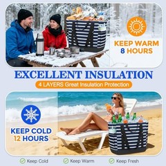 Soft Cooler Bag Insulated for Travel,Large Insulated Dark Blue and White