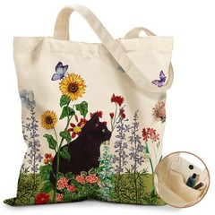 Aesthetic Canvas Tote Bag for Women – with Magnetic Buckle and Zipper Inner P…