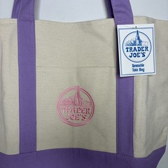 Lot of 4 Trader Joe’s Canvas Tote Bag Lavender Purple Grocery Reusable NWT! NEW!