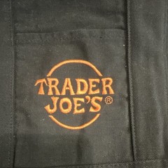 Trader Joe’s Canvas Tote Bag Black/Orange Logo Small 12x12x6 in Used