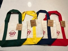 NWT Trader Joe’s Mini Canvas Tote Bag SET OF 4 (yellow, blue, red, green)