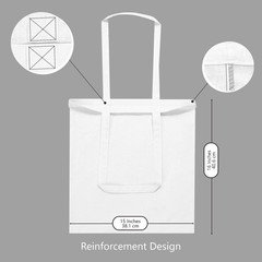 5-Pack Economical 16″x15″ White Cotton Tote Bag, Lightweight Medium Reusable Gro