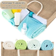 Burlap Tote Beach Bag Waterproof Jute Straw Bag Reusable Shopping Travel Gift