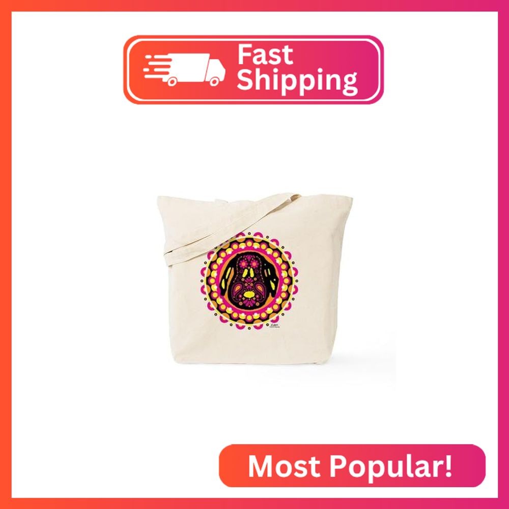 CafePress Peanuts Snoopy Circle Light Natural Canvas Tote Bag, Reusable Shopping