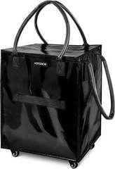 Reusable Grocery Bag on Wheels – Foldable Rolling Tote with Handle – Black, Larg