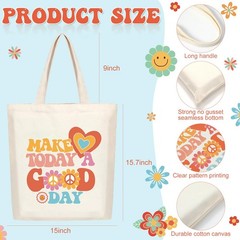 6 Pcs Aesthetic Canvas Tote Bag for Grocery Reusable Shopping Bags Cute Prepp…