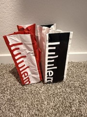 Lululemon Reusable Tote Bag Set of 2 | White and Red | Pre-Owned Good Condition