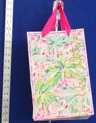 NEW Sm KEEP It PINK & Green LILLY PULITZER Ribbon Handle SHOPPING BAG w.GOLD Sig