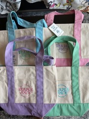 Authentic Trader Joe’s foldable Canvas Mini Tote Bags Set of 4 pastel colored