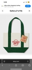 Trader Joe’s Limited Edition Holiday 2025 Mini Canvas Tote Bag Joyful Green