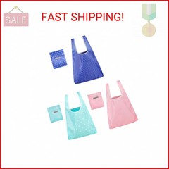 iofficego Everyday Reusable Grocery Bags, 3 Pack Lightweight Nylon Foldable Tote