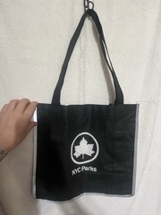 NYC Parks Reusable Tote Bag Black/White Shoulder Straps 13x6x12 in