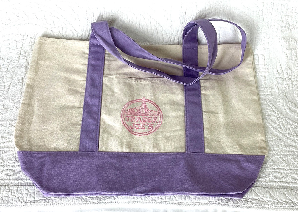 Trader Joe’s New LARGE Canvas Tote NEW RELEASE LAVENDER Straps Tag Removed