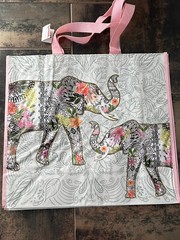 NEW T J Maxx Shopping Bag Elephant Reusable Tote Bag Colorful Floral Paisley