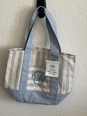 Trader Joe’s Striped Pastel Blue/Beige mini Tote Bags