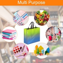 24Pcs Reusable Gift Bags with Handles 10.6 x 13 Inch Gradient Blue Green