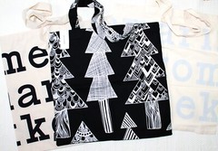 Set of 3 Marimekko cotton bags: 2*logo bags + Kuusikossa