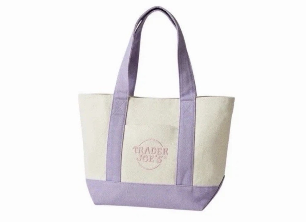 Trader Joe’s LARGE Canvas Tote NEW RELEASE LAVENDER New! VIRAL! Presale