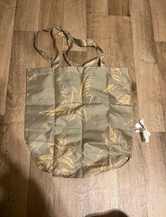 New Madewell Reusable Packable Nylon Tote Grocery Bag Olive Green Yellow Floral