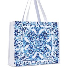Dolce & Gabbana Light Blue Foldable Shopping Bag Plastic Floral Blue White