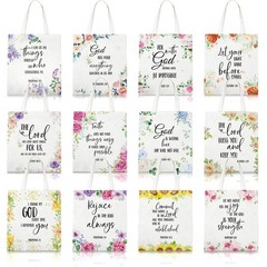 12 Pcs Christian Gift Bible Tote Bags for Women Religious Bulk Floral Christi…