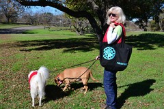 Tote Bag Black Large Pet Rescue Screen Printed Pockets Organic Cotton Lined NWT