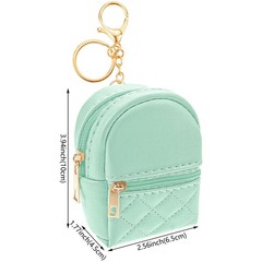 Aswewamt 4 Pcs Mini Backpack Cosmetic Bag Keychain PU Blue+Brown+Green+Purple