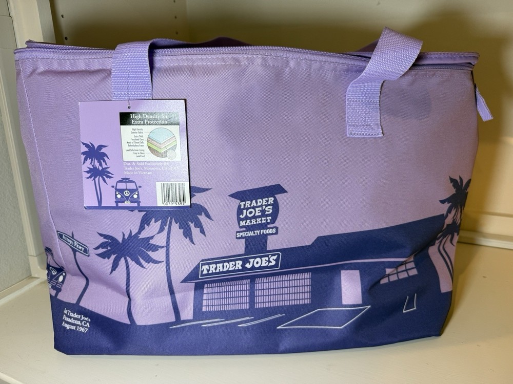 💜Trader Joe’s Purple Rain Tote Cooler Bag Periwinkle Lavender