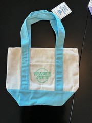 Trader Joe’s 1 LARGE Lavender Canvas Tote Bag AND 4 Mini Pastel Canvas Tote Bags