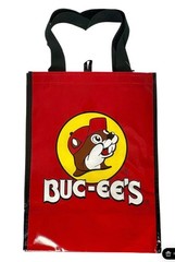 Buc-ees Red Reusable Logo Grocery Tote Bag With Black Handles