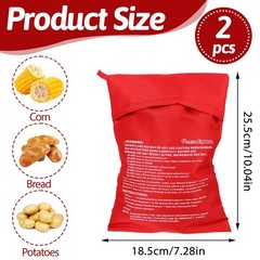 2 PCS Red Baked Potato Microwave Bag, Reusable 10.04in x 7.28in,