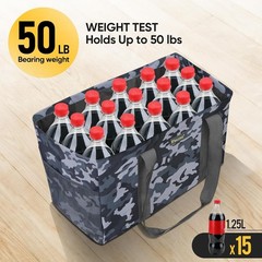 Soft 9 Gallon Extra Large Utility Tote, Foldable Reusable Storage Bag Grey Ca…