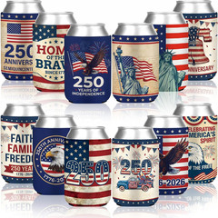 Pickmesh 12 Packs 4th of July Can Cooler Sleeve 250th Anniversary Independence D