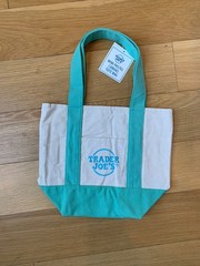 Trader Joe’s Mini Canvas Tote Bag Spring 2026 pastel mint green NWT F