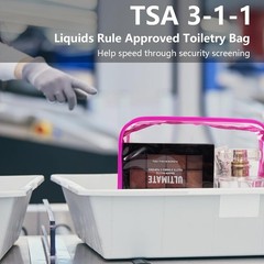 4 Pack Clear Makeup Bags, TSA Approved Toiletry Bag Car Organizer 4Pcs Rose