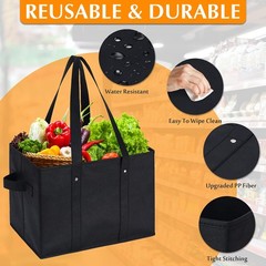 Reusable Kitchen Grocery Standing Up Bags Heavy Duty Folding Shopping Tote Bag W