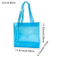 1pcs Back Waterproof Large Transparent Pvc Shopping Clear Tote Bag with Handl…
