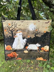 Halloween Ghosts DOG WALKER BATS TRICK or TREAT Shopping Bag NEW👻TJX