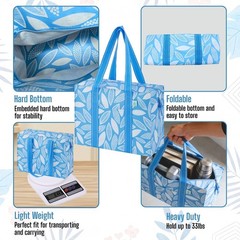 2 Pack Reusable Large Grocery Bags With Zipper Spring Breeze Waterproof